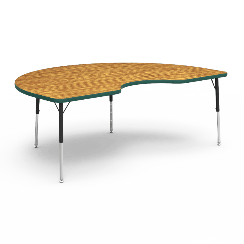 Virco 48KID72LO - 4000 Series Kidney Activity Table with Heavy Duty Laminate Top - Preschool Height Adjustable Legs (48"W x 72"L x 17"-25"H) - SchoolOutlet