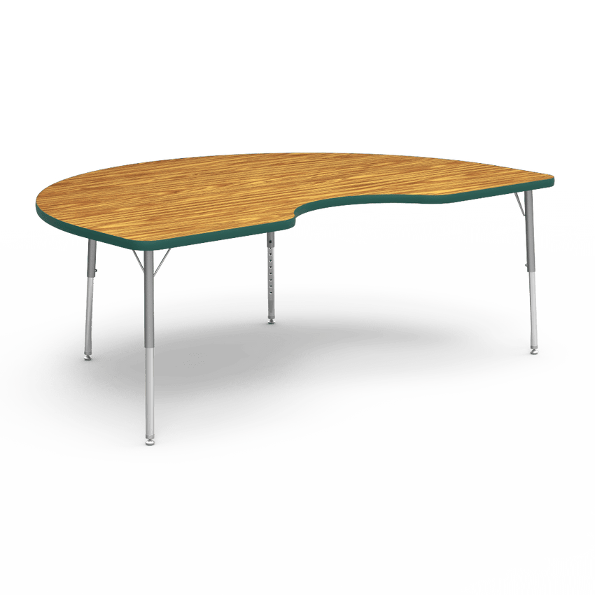 Virco 48KID72LO - 4000 Series Kidney Activity Table with Heavy Duty Laminate Top - Preschool Height Adjustable Legs (48"W x 72"L x 17"-25"H) - SchoolOutlet