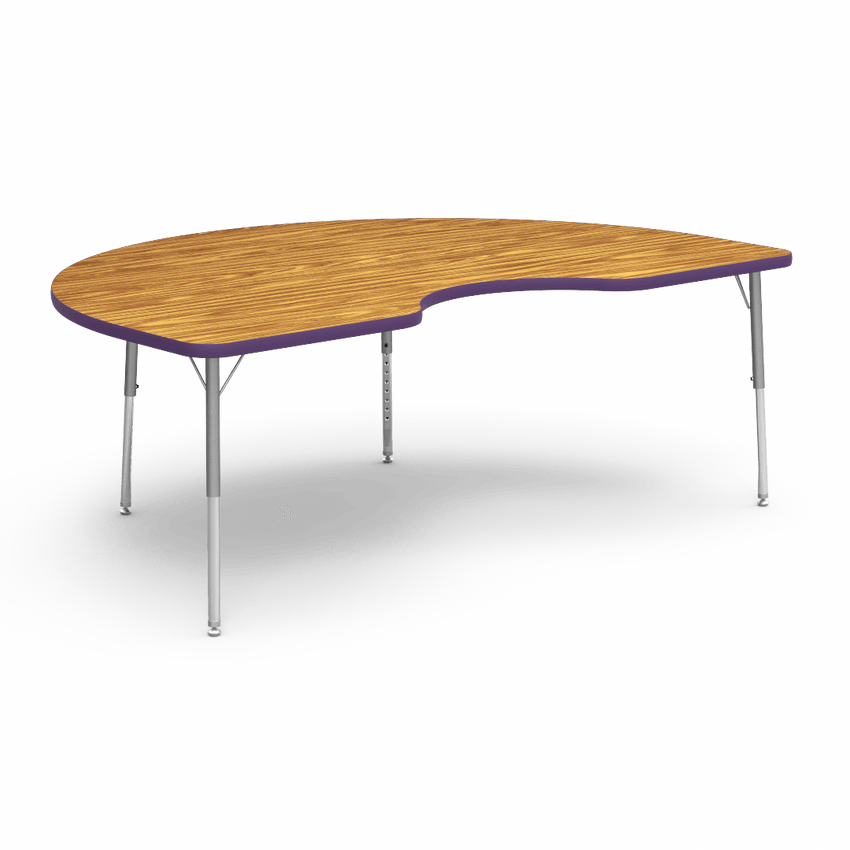 Virco 48KID72LO - 4000 Series Kidney Activity Table with Heavy Duty Laminate Top - Preschool Height Adjustable Legs (48"W x 72"L x 17"-25"H) - SchoolOutlet