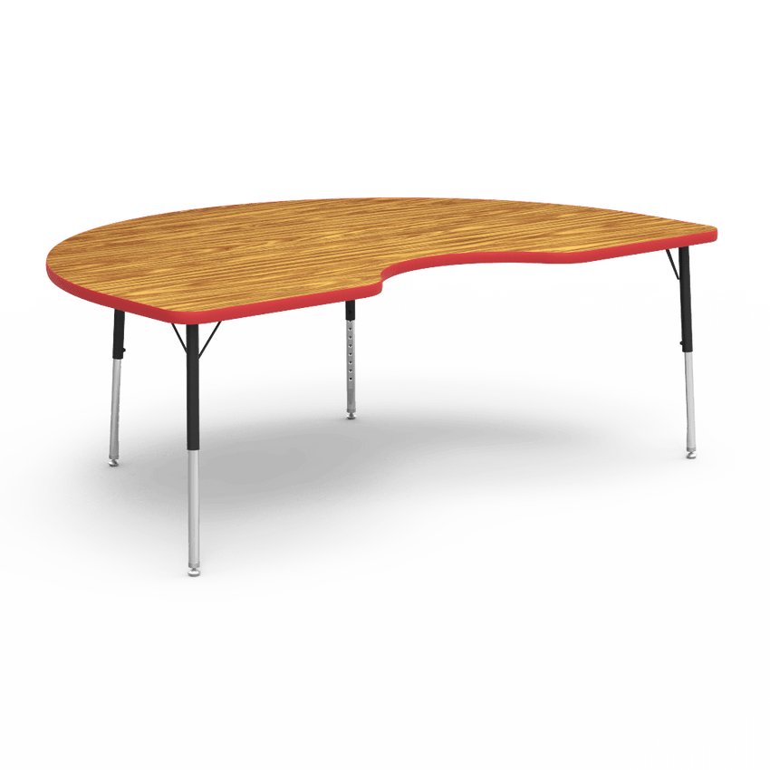 Virco 48KID72LO - 4000 Series Kidney Activity Table with Heavy Duty Laminate Top - Preschool Height Adjustable Legs (48"W x 72"L x 17"-25"H) - SchoolOutlet