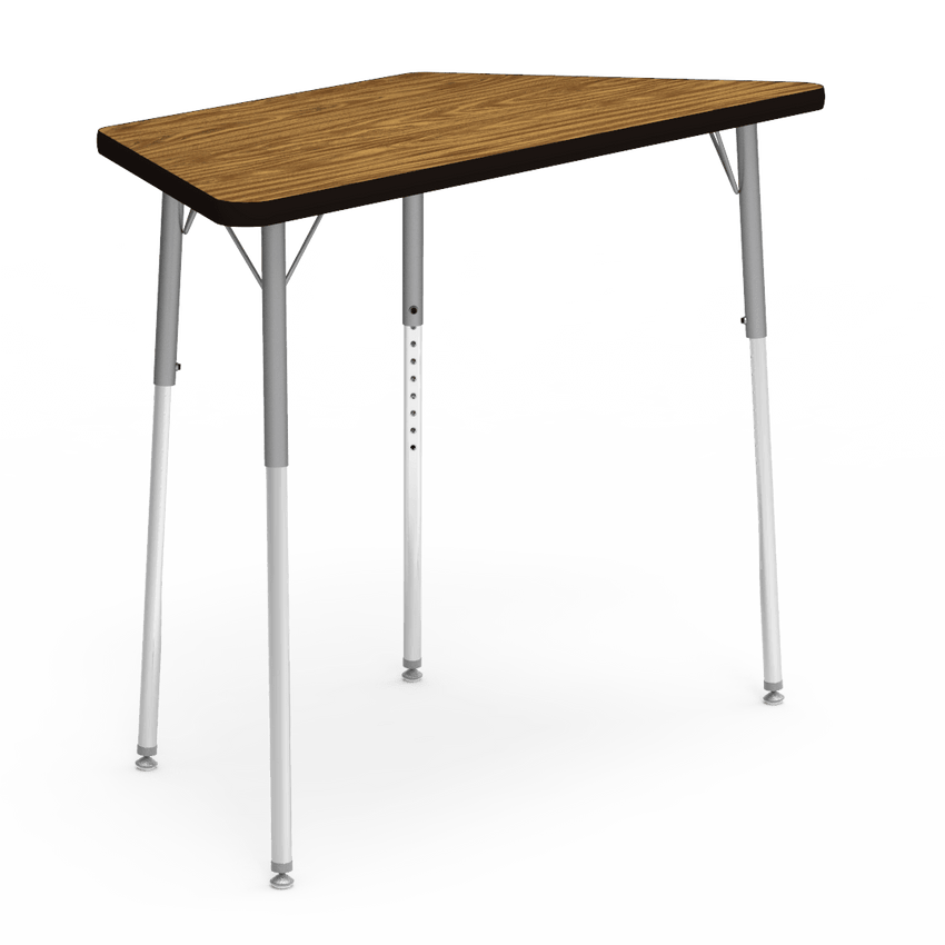 Virco 48TRAP48 - Virco 4000 Series Trapezoid Activity Table with Heavy Duty Laminate Top (24"W x 48"L x 22"-30"H) - SchoolOutlet