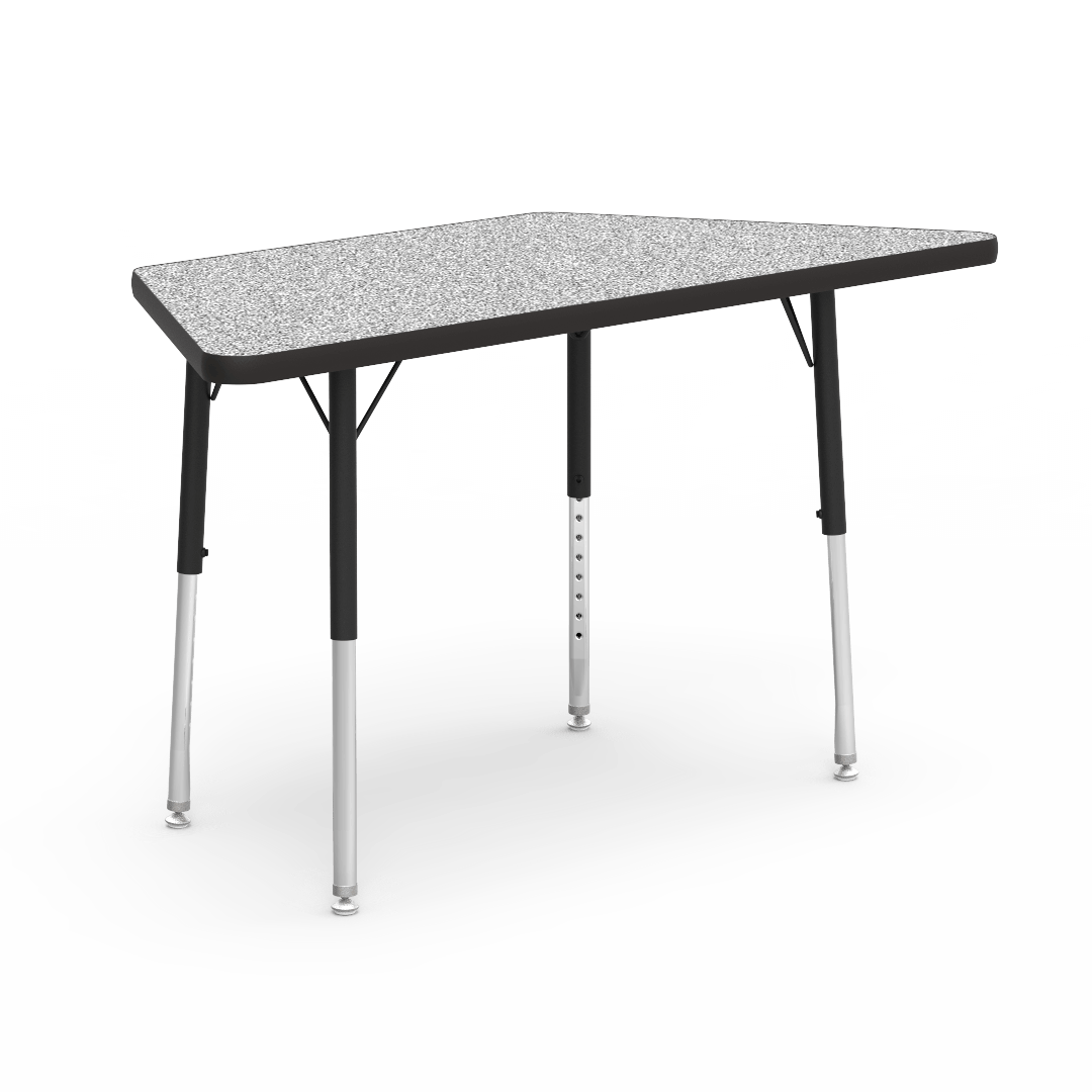 Trapezoid Activity Table with Heavy Duty Laminate Top - Preschool Height Adjustable Legs (24"W x 48"L x 17-25"H) - SchoolOutlet