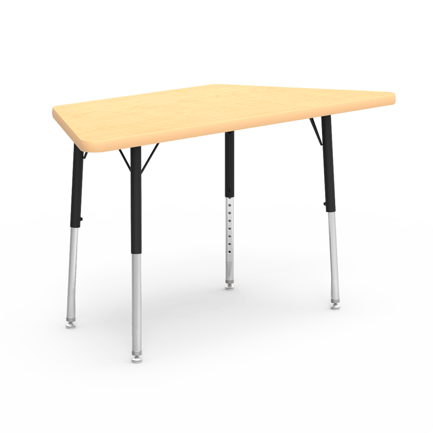 Trapezoid Activity Table with Heavy Duty Laminate Top - Preschool Height Adjustable Legs (24"W x 48"L x 17-25"H) - SchoolOutlet