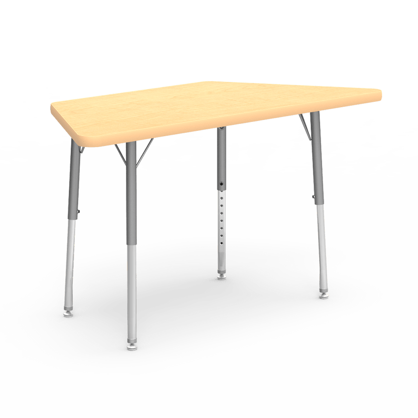 Trapezoid Activity Table with Heavy Duty Laminate Top - Preschool Height Adjustable Legs (24"W x 48"L x 17-25"H) - SchoolOutlet
