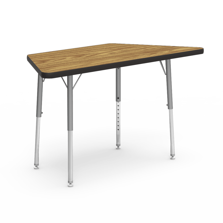 Trapezoid Activity Table with Heavy Duty Laminate Top - Preschool Height Adjustable Legs (24"W x 48"L x 17-25"H) - SchoolOutlet