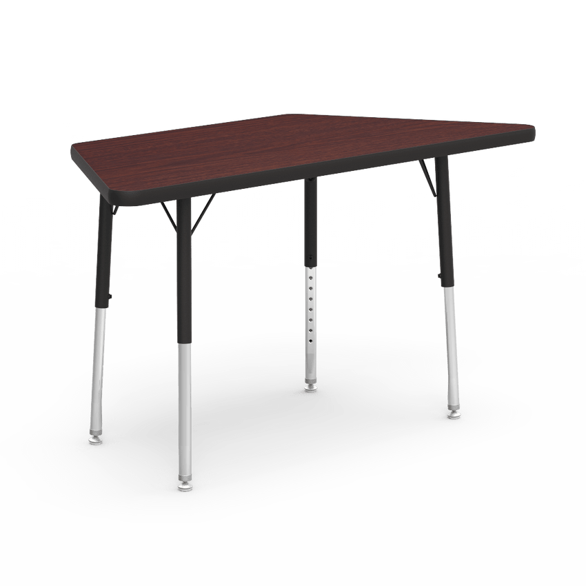 Trapezoid Activity Table with Heavy Duty Laminate Top - Preschool Height Adjustable Legs (24"W x 48"L x 17-25"H) - SchoolOutlet