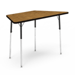 Trapezoid Activity Table with Heavy Duty Medium Oak Laminate Top and Adjustable Height (30