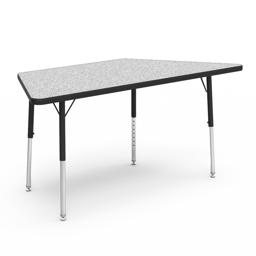 Virco 48TRAP60LO - Virco 4000 Series Trapezoid Activity Table with Heavy Duty Laminate Top - Preschool Height Adjustable Legs (30"W x 60"L x 17"-25"H) - SchoolOutlet
