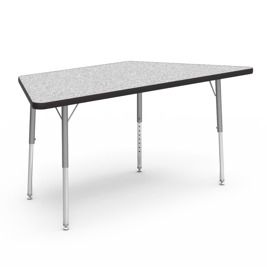 Virco 48TRAP60LO - Virco 4000 Series Trapezoid Activity Table with Heavy Duty Laminate Top - Preschool Height Adjustable Legs (30"W x 60"L x 17"-25"H) - SchoolOutlet