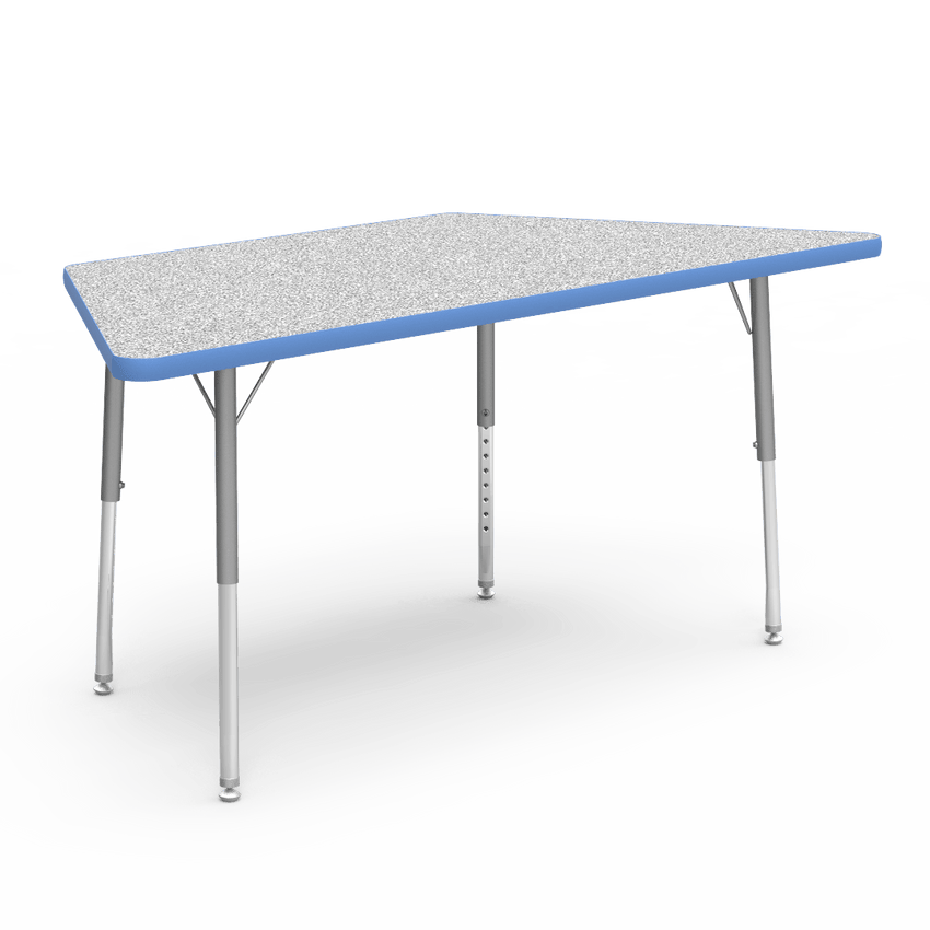Virco 48TRAP60LO - Virco 4000 Series Trapezoid Activity Table with Heavy Duty Laminate Top - Preschool Height Adjustable Legs (30"W x 60"L x 17"-25"H) - SchoolOutlet