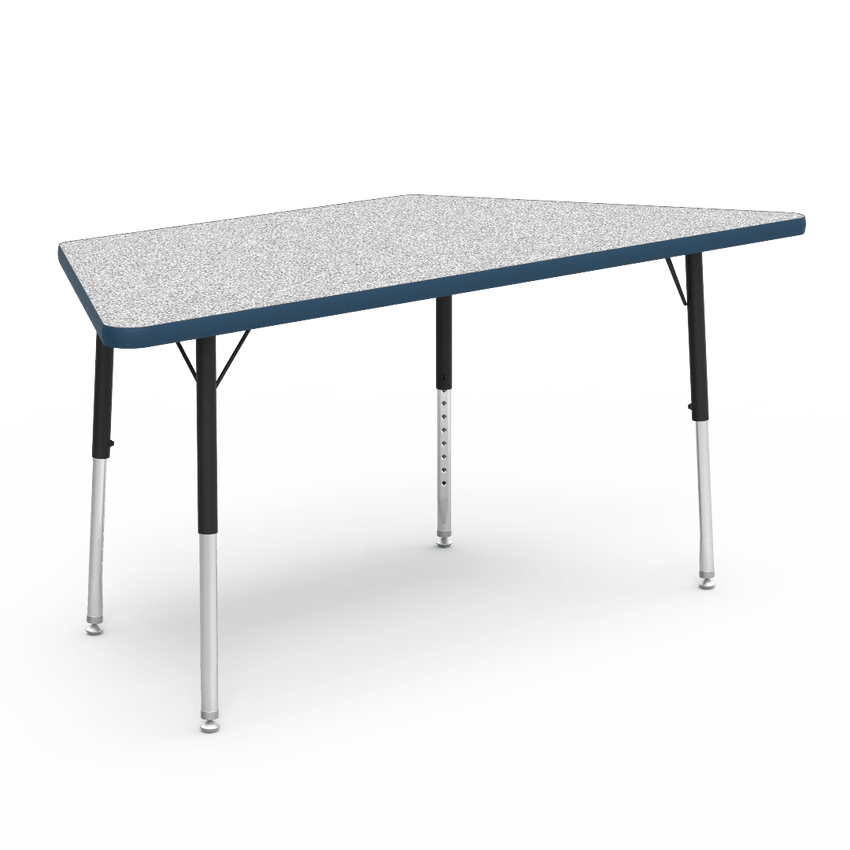 Virco 48TRAP60LO - Virco 4000 Series Trapezoid Activity Table with Heavy Duty Laminate Top - Preschool Height Adjustable Legs (30"W x 60"L x 17"-25"H) - SchoolOutlet