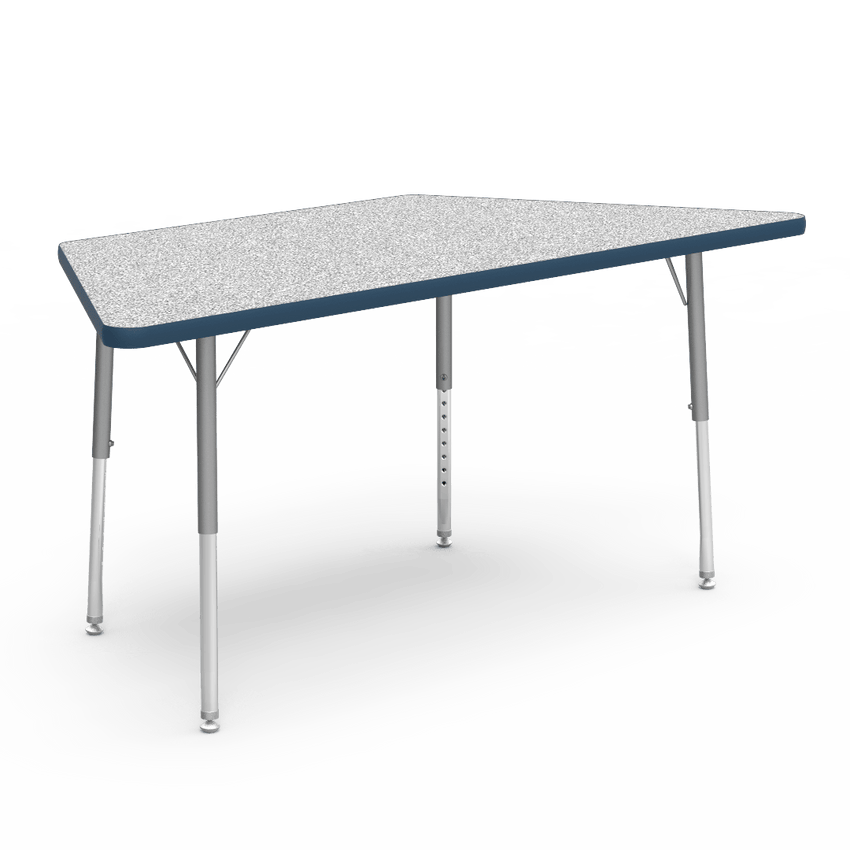 Virco 48TRAP60LO - Virco 4000 Series Trapezoid Activity Table with Heavy Duty Laminate Top - Preschool Height Adjustable Legs (30"W x 60"L x 17"-25"H) - SchoolOutlet