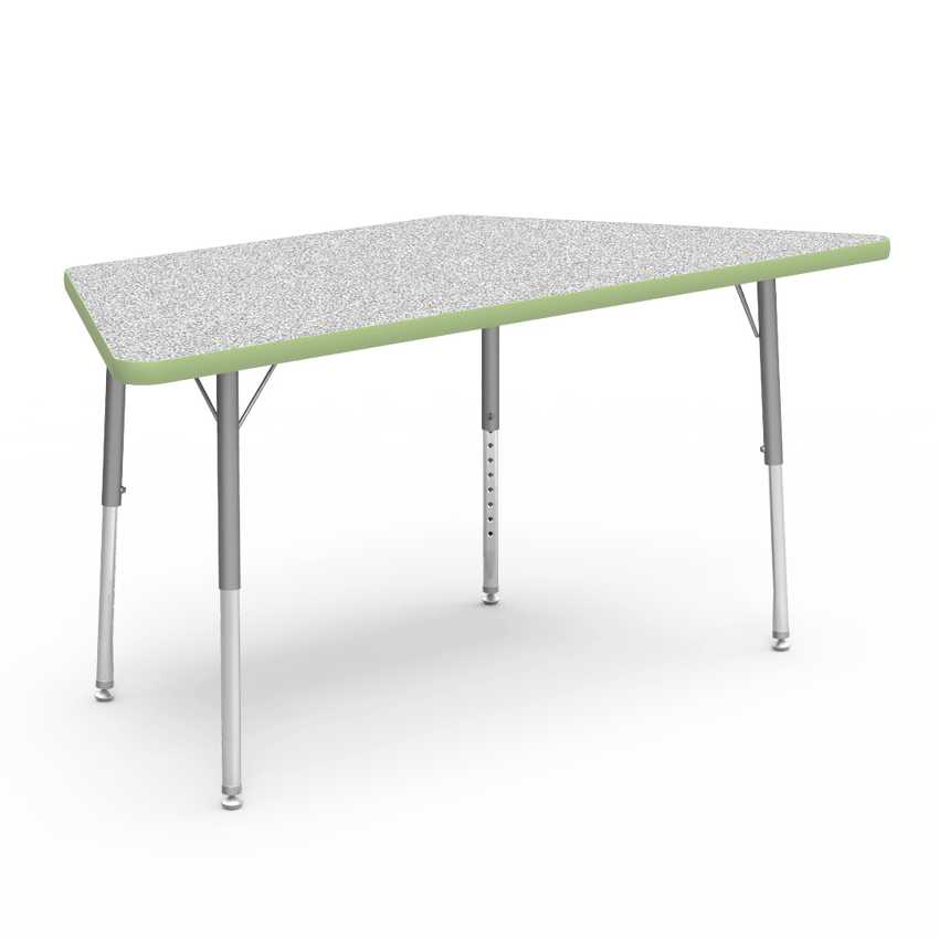 Virco 48TRAP60LO - Virco 4000 Series Trapezoid Activity Table with Heavy Duty Laminate Top - Preschool Height Adjustable Legs (30"W x 60"L x 17"-25"H) - SchoolOutlet