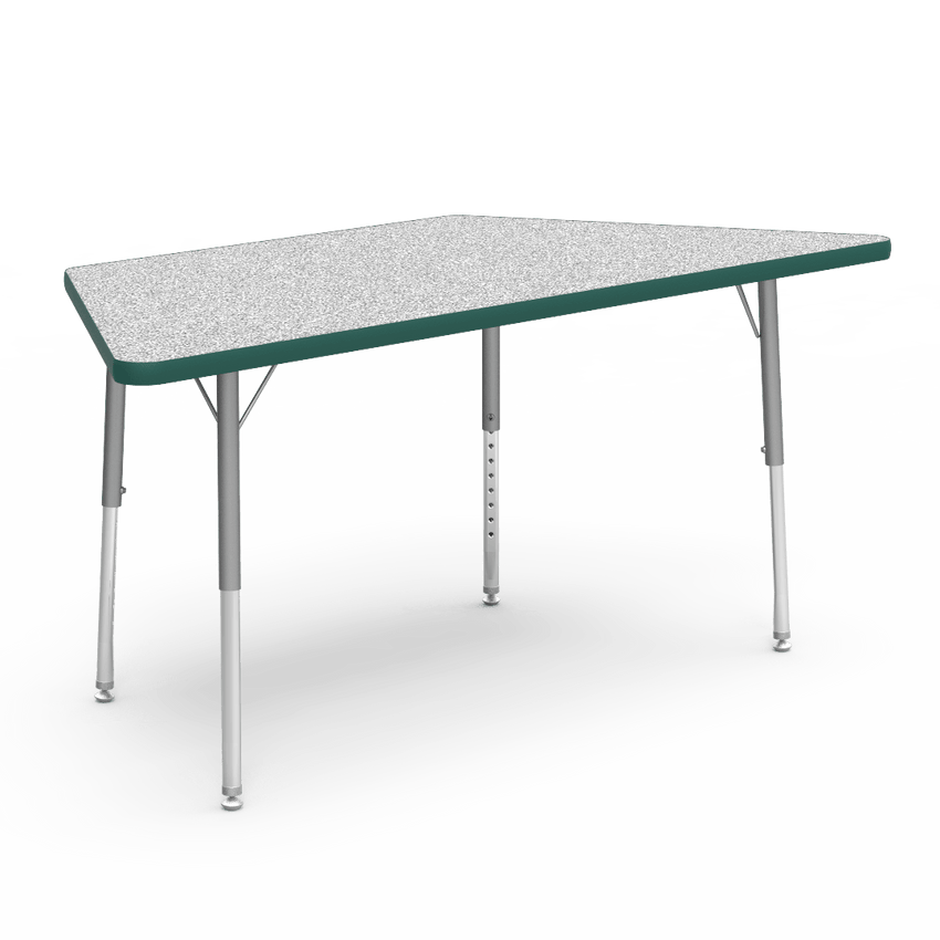 Virco 48TRAP60LO - Virco 4000 Series Trapezoid Activity Table with Heavy Duty Laminate Top - Preschool Height Adjustable Legs (30"W x 60"L x 17"-25"H) - SchoolOutlet