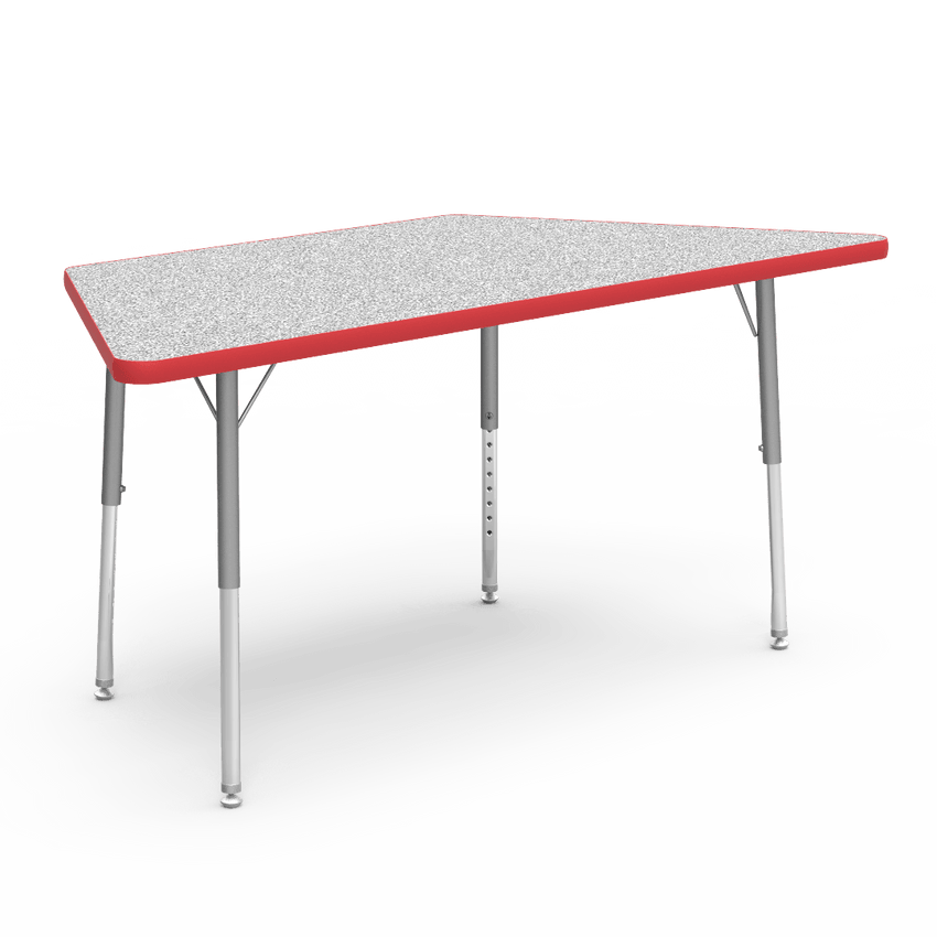 Virco 48TRAP60LO - Virco 4000 Series Trapezoid Activity Table with Heavy Duty Laminate Top - Preschool Height Adjustable Legs (30"W x 60"L x 17"-25"H) - SchoolOutlet