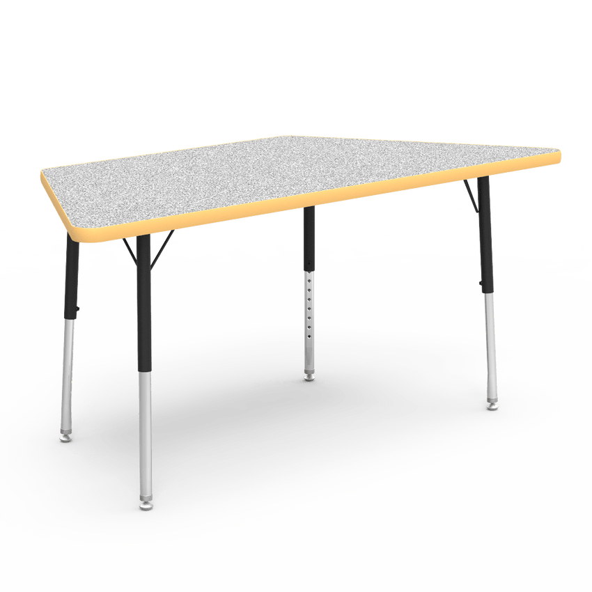 Virco 48TRAP60LO - Virco 4000 Series Trapezoid Activity Table with Heavy Duty Laminate Top - Preschool Height Adjustable Legs (30"W x 60"L x 17"-25"H) - SchoolOutlet