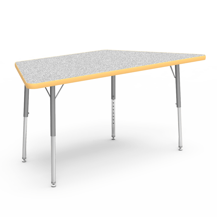 Virco 48TRAP60LO - Virco 4000 Series Trapezoid Activity Table with Heavy Duty Laminate Top - Preschool Height Adjustable Legs (30"W x 60"L x 17"-25"H) - SchoolOutlet