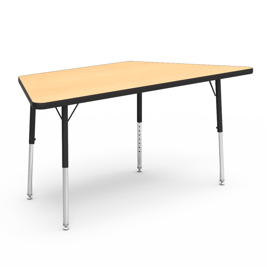 Virco 48TRAP60LO - Virco 4000 Series Trapezoid Activity Table with Heavy Duty Laminate Top - Preschool Height Adjustable Legs (30"W x 60"L x 17"-25"H) - SchoolOutlet