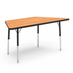 Trapezoid Preschool Activity Table with Heavy Duty Medium Oak Laminate Top - Preschool Height Adjustable Legs (30