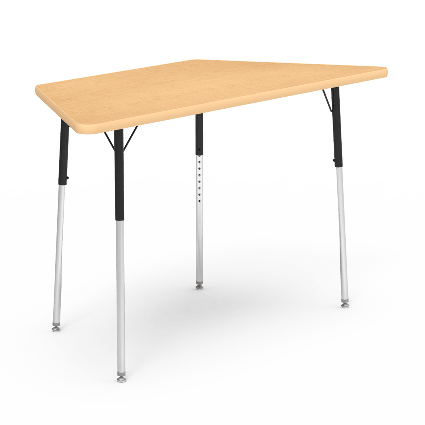 Virco 48TRAP60W- Trapezoid 30" x 60" Activity Table, 1 1/8 inch Thick Laminate Top, Adjustable WheelChair Height Legs (Virco 48TRAP60W) - SchoolOutlet