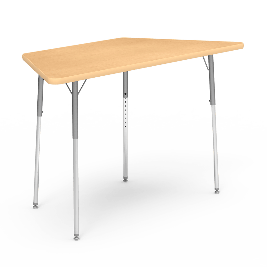 Virco 48TRAP60W- Trapezoid 30" x 60" Activity Table, 1 1/8 inch Thick Laminate Top, Adjustable WheelChair Height Legs (Virco 48TRAP60W) - SchoolOutlet