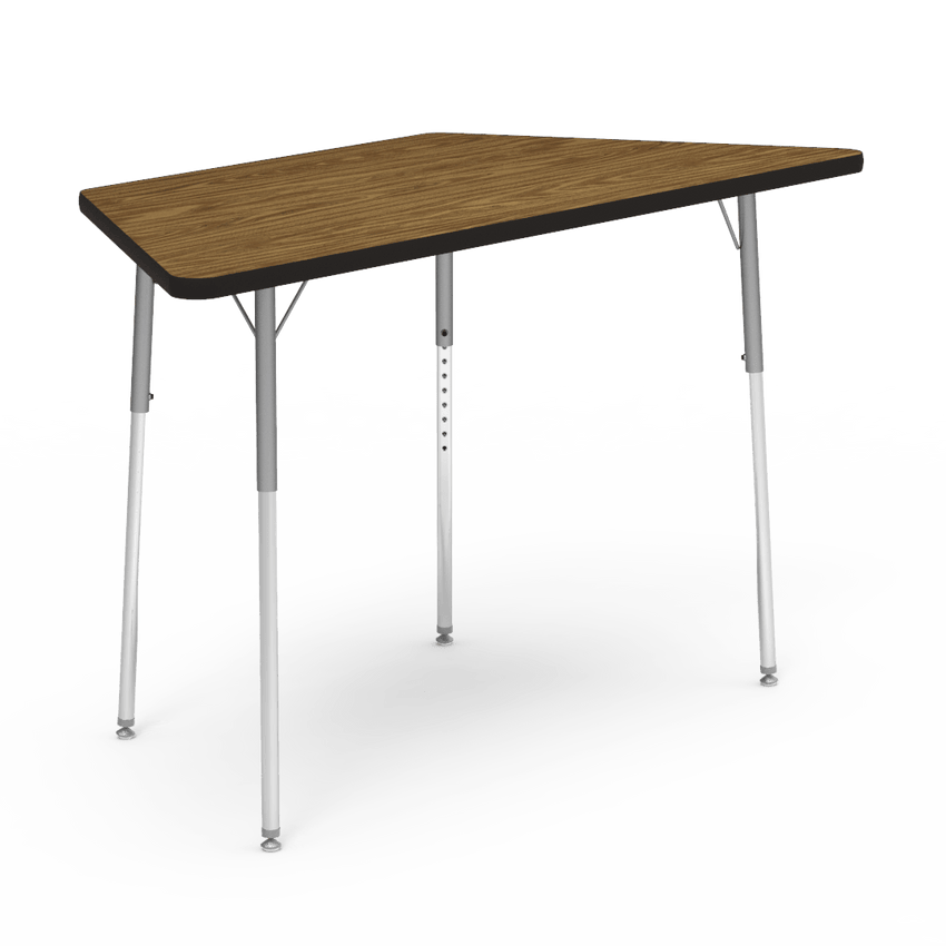 Virco 48TRAP60W- Trapezoid 30" x 60" Activity Table, 1 1/8 inch Thick Laminate Top, Adjustable WheelChair Height Legs (Virco 48TRAP60W) - SchoolOutlet