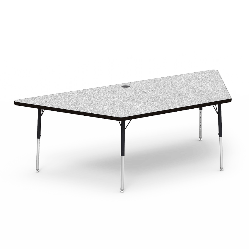 Trapezoid Activity Table with Heavy Duty Laminate Top - Preschool Height Adjustable Legs (42"W x 84"L x 17-25"H) - SchoolOutlet