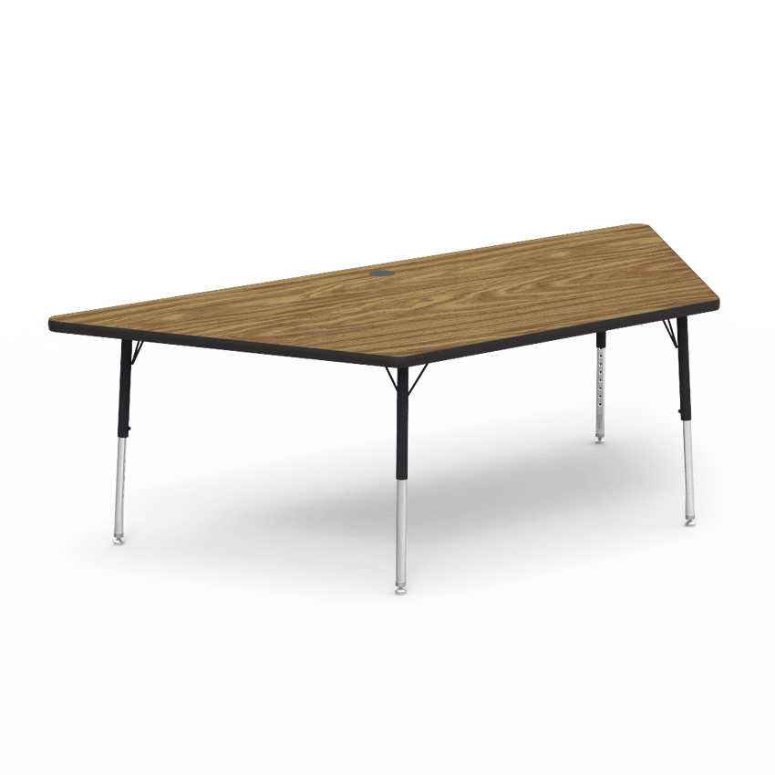 Trapezoid Activity Table with Heavy Duty Laminate Top - Preschool Height Adjustable Legs (42"W x 84"L x 17-25"H) - SchoolOutlet