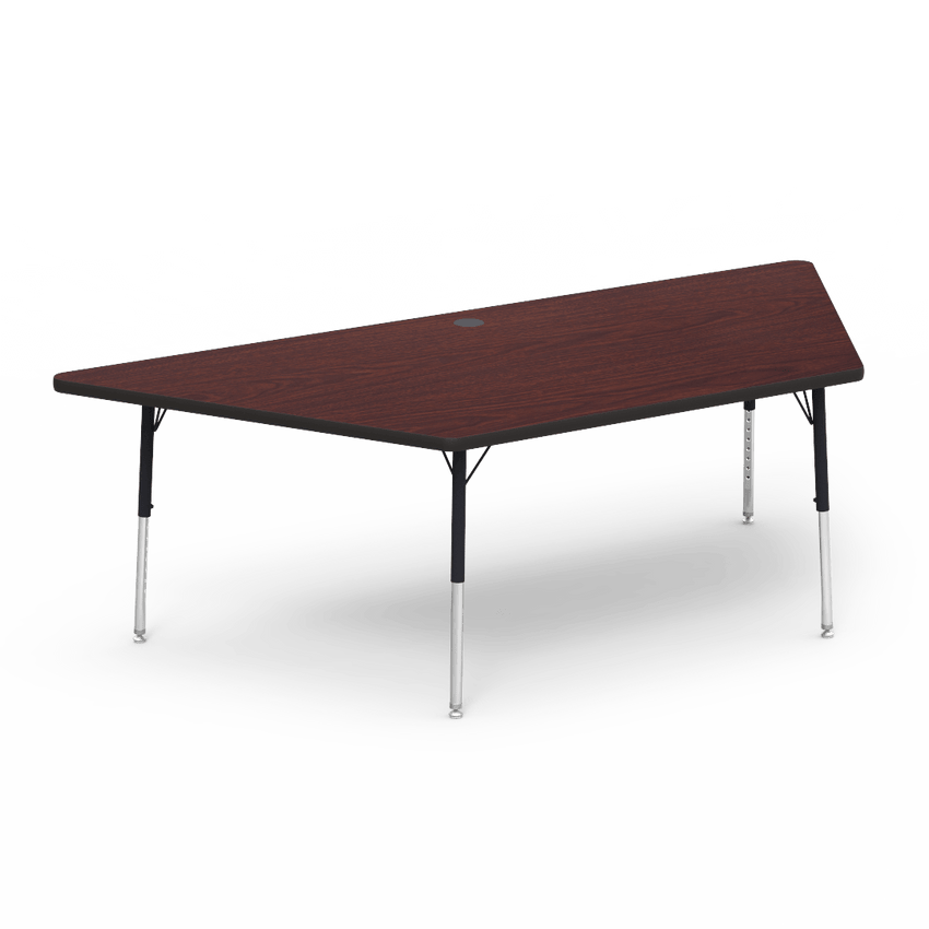 Trapezoid Activity Table with Heavy Duty Laminate Top - Preschool Height Adjustable Legs (42"W x 84"L x 17-25"H) - SchoolOutlet