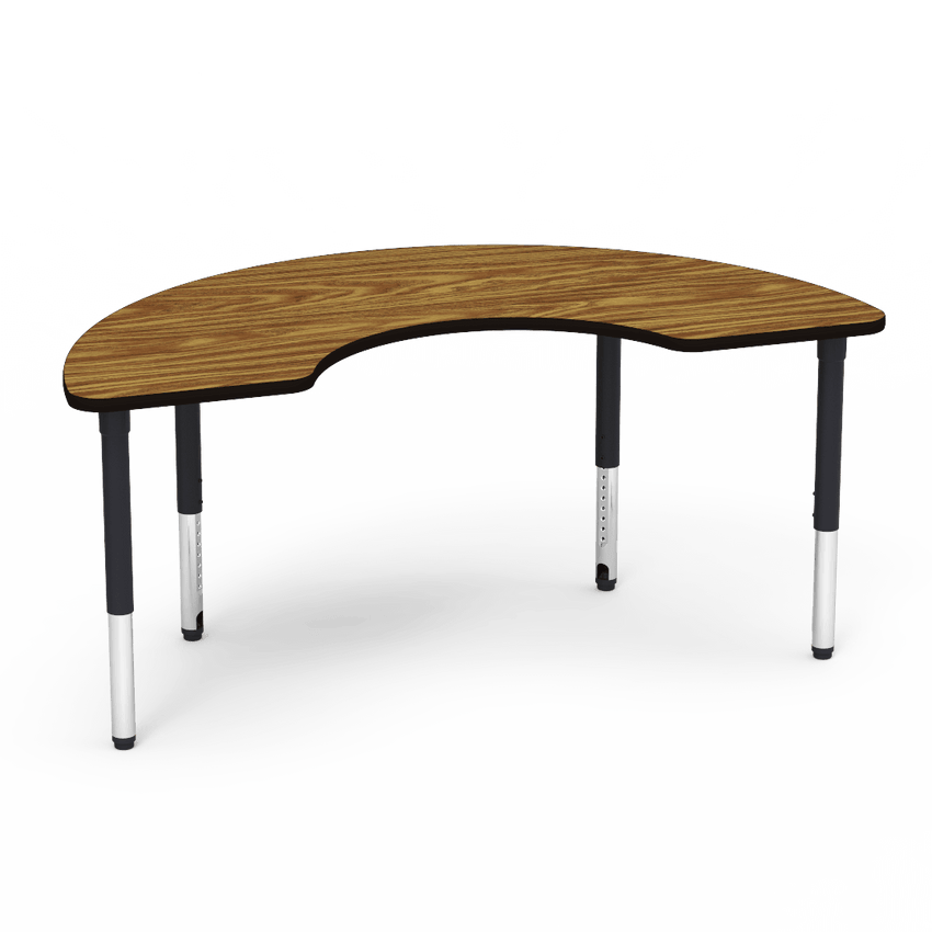 Virco 50COOP72ADJ - 5000 Series Activity Table, 36" x 72" Half-Moon Top (Virco 50COOP72ADJ) - SchoolOutlet