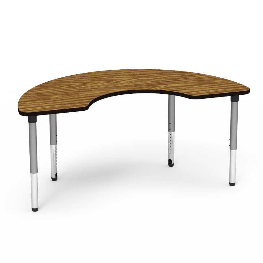 Virco 50COOP72ADJ - 5000 Series Activity Table, 36" x 72" Half-Moon Top (Virco 50COOP72ADJ) - SchoolOutlet