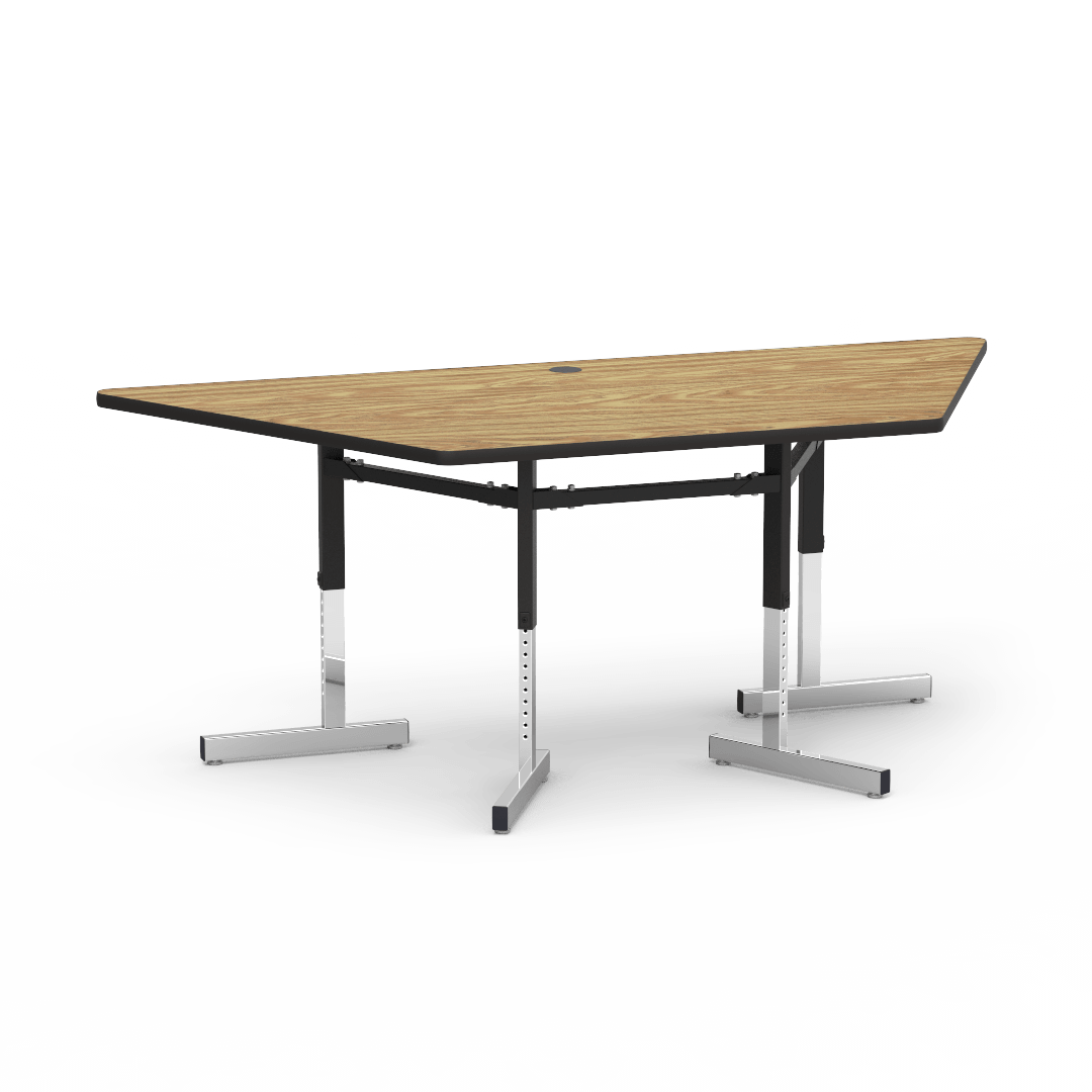 Virco 87TRAP84 - Table, 8700 series, computer table, cantilever legs, 42" x 84" trapezoid, 1-1/8" high pressure laminate particlebo ard top with backing sheet. - SchoolOutlet