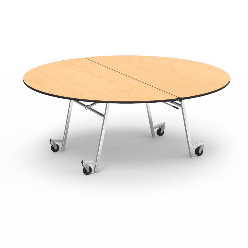 Virco MT72R - Round Mobile Folding Cafeteria Table - T-mold Edge - 72" Dia (Virco MT72R) - SchoolOutlet