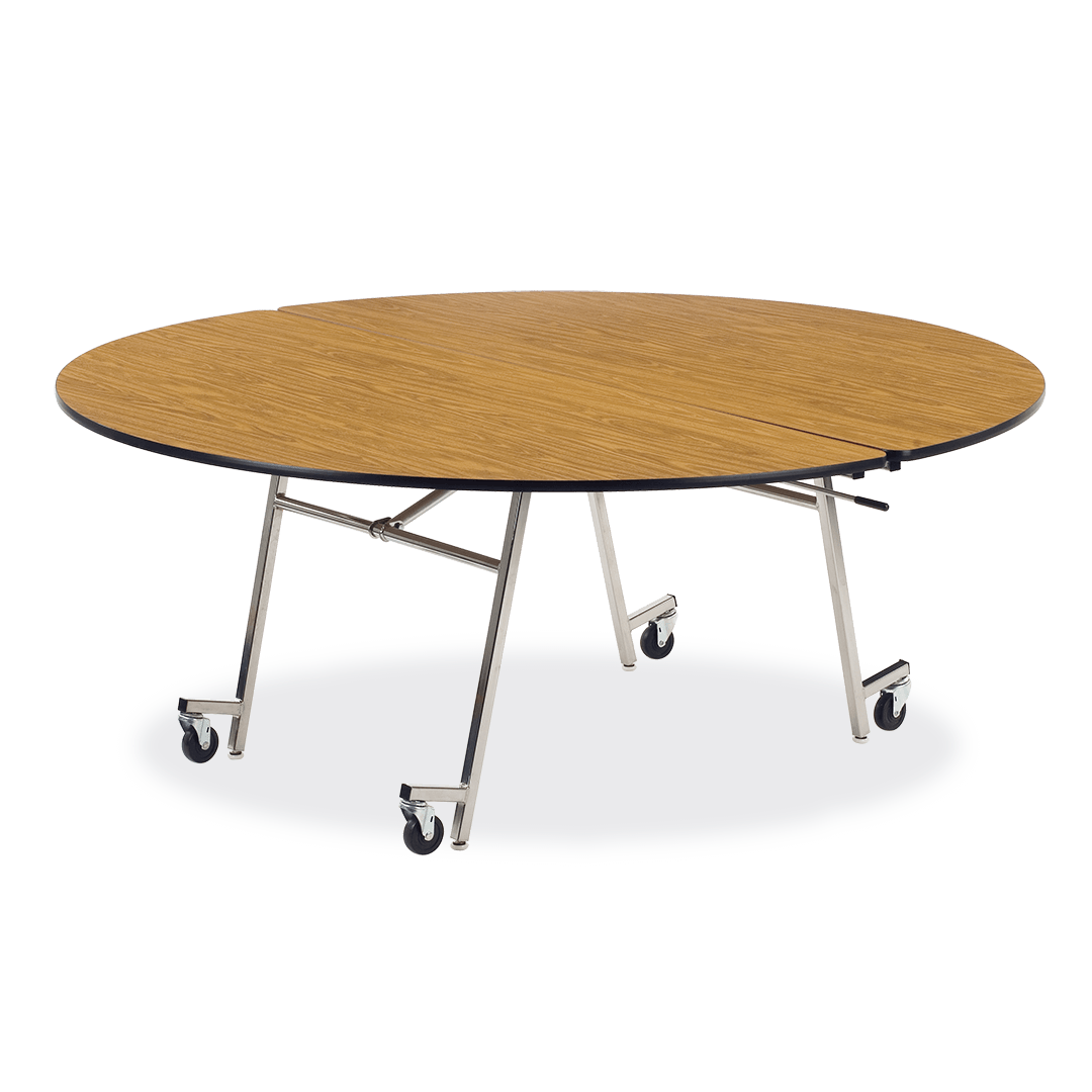 Virco MT72R - Round Mobile Folding Cafeteria Table - T-mold Edge - 72" Dia (Virco MT72R) - SchoolOutlet