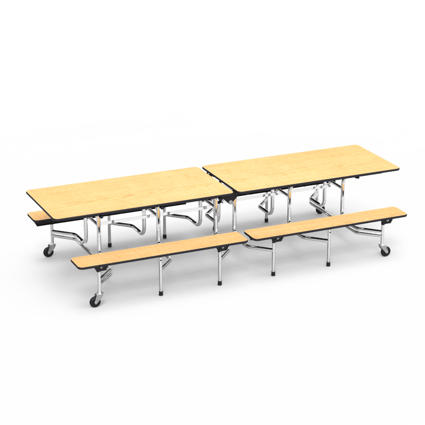 Virco MTB152710 - Mobile Bench Cafeteria Table 15"H x 10'L Bench T-mold Edge, 27"H x30"W x 10'L (Virco MTB152710) - SchoolOutlet