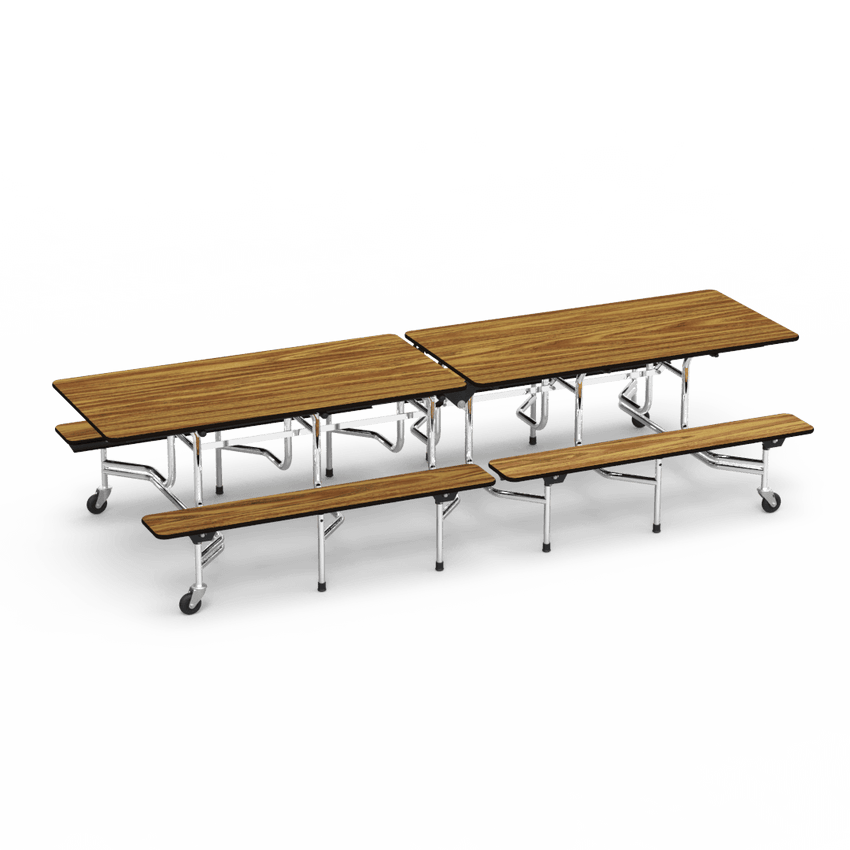 Virco MTB152710 - Mobile Bench Cafeteria Table 15"H x 10'L Bench T-mold Edge, 27"H x30"W x 10'L (Virco MTB152710) - SchoolOutlet