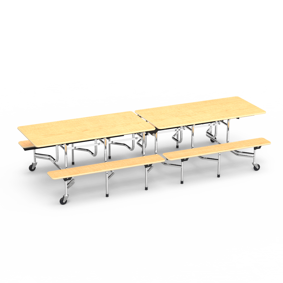 Virco MTB152710AEB - Mobile Bench Cafeteria Table 15"H x 10'L Bench Sure Edge, 27"H x30"W x 10'L (Virco MTB152710AEB) - SchoolOutlet