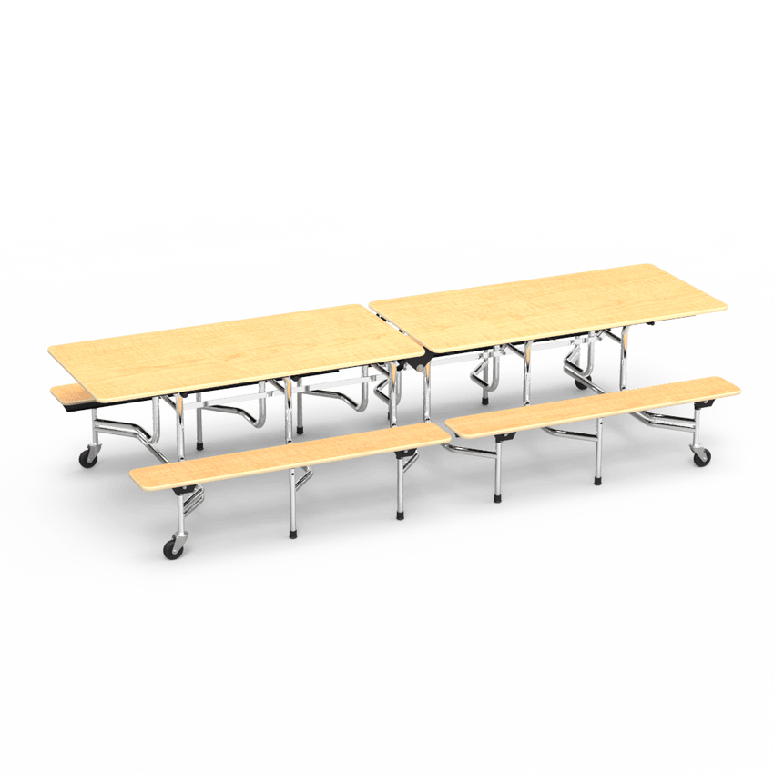 Virco MTB152710AEB - Mobile Bench Cafeteria Table 15"H x 10'L Bench Sure Edge, 27"H x30"W x 10'L (Virco MTB152710AEB) - SchoolOutlet