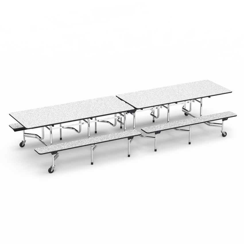 Virco MTB152712 - Mobile Bench Cafeteria Table 15"H x 12'L Bench T-mold Edge, 27"H x30"W x 12'L (Virco MTB152712) - SchoolOutlet