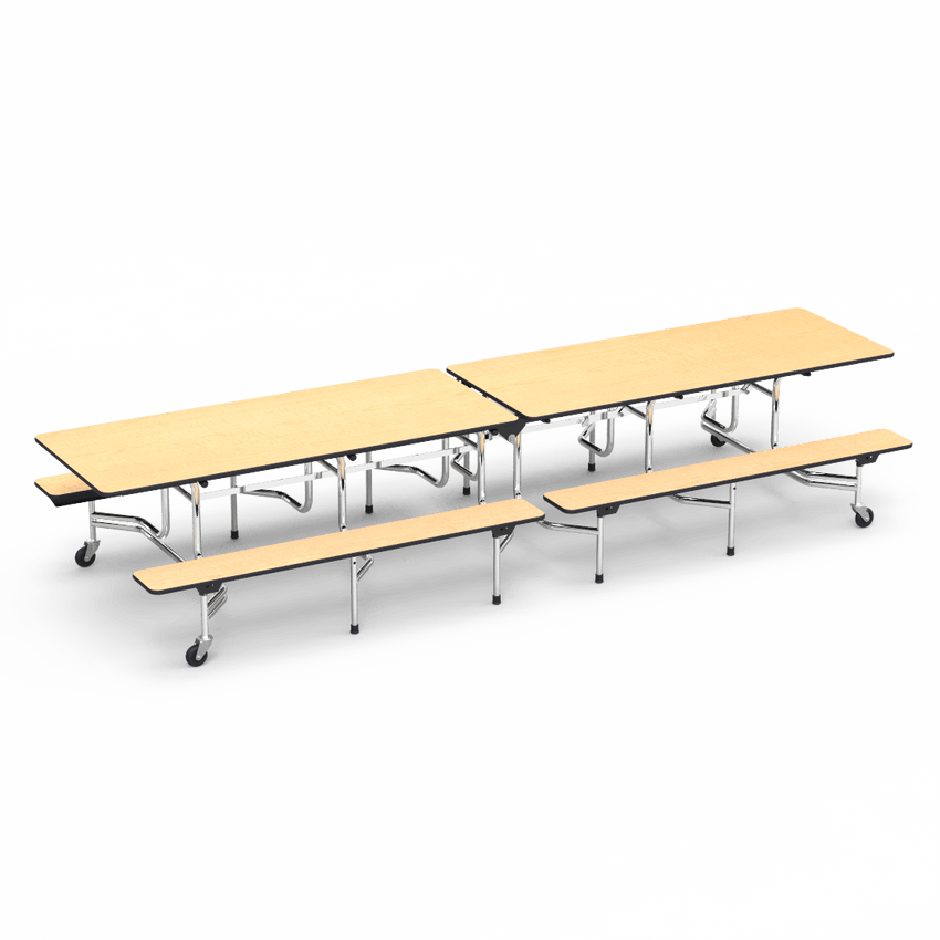 Virco MTB152712 - Mobile Bench Cafeteria Table 15"H x 12'L Bench T-mold Edge, 27"H x30"W x 12'L (Virco MTB152712) - SchoolOutlet
