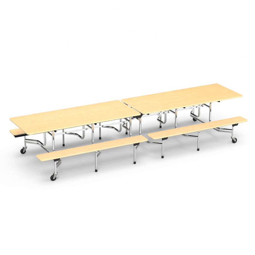 Virco MTB152712 - Mobile Bench Cafeteria Table 15"H x 12'L Bench T-mold Edge, 27"H x30"W x 12'L (Virco MTB152712) - SchoolOutlet