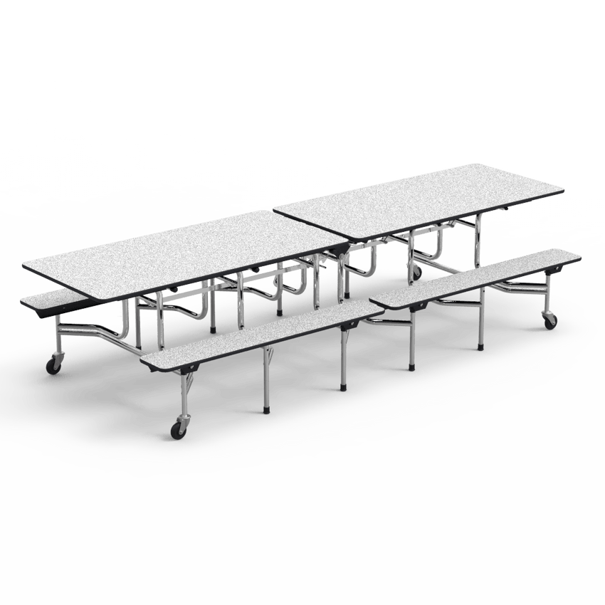 Virco MTB172910 - Mobile Bench Cafeteria Table - T-mold Edge - 17"H x 10'L Bench, 29"H x30"W x 120"L (Virco MTB172910) - SchoolOutlet