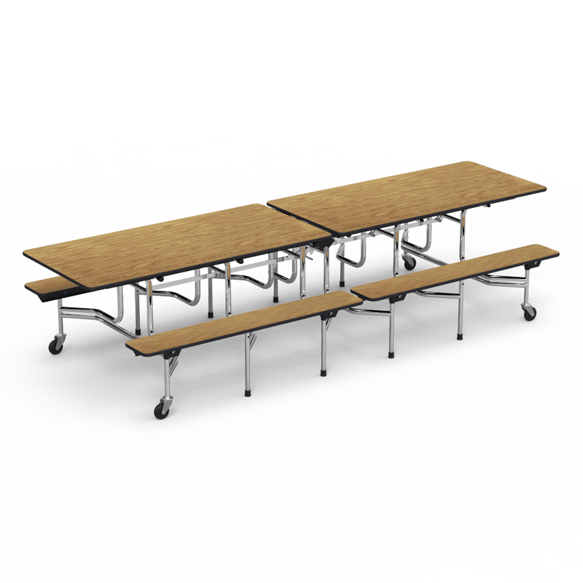 Virco MTB172910 - Mobile Bench Cafeteria Table - T-mold Edge - 17"H x 10'L Bench, 29"H x30"W x 120"L (Virco MTB172910) - SchoolOutlet