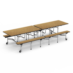 Virco MTB172910 - Mobile Bench Cafeteria Table - T-mold Edge - 17"H x 10'L Bench, 29"H x30"W x 120"L (Virco MTB172910)