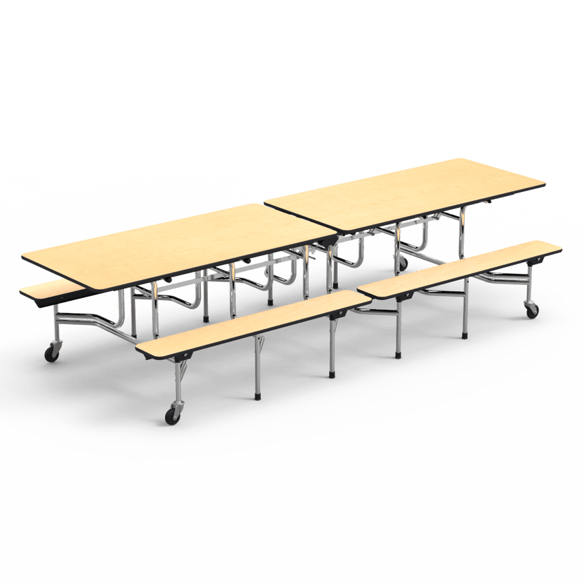 Virco MTB172910AEB - Mobile Bench Cafeteria Table - Sure Edge - 17"H x 10'L Bench, 29"H x 30"W x 120"L (Virco MTB172910AEB) - SchoolOutlet
