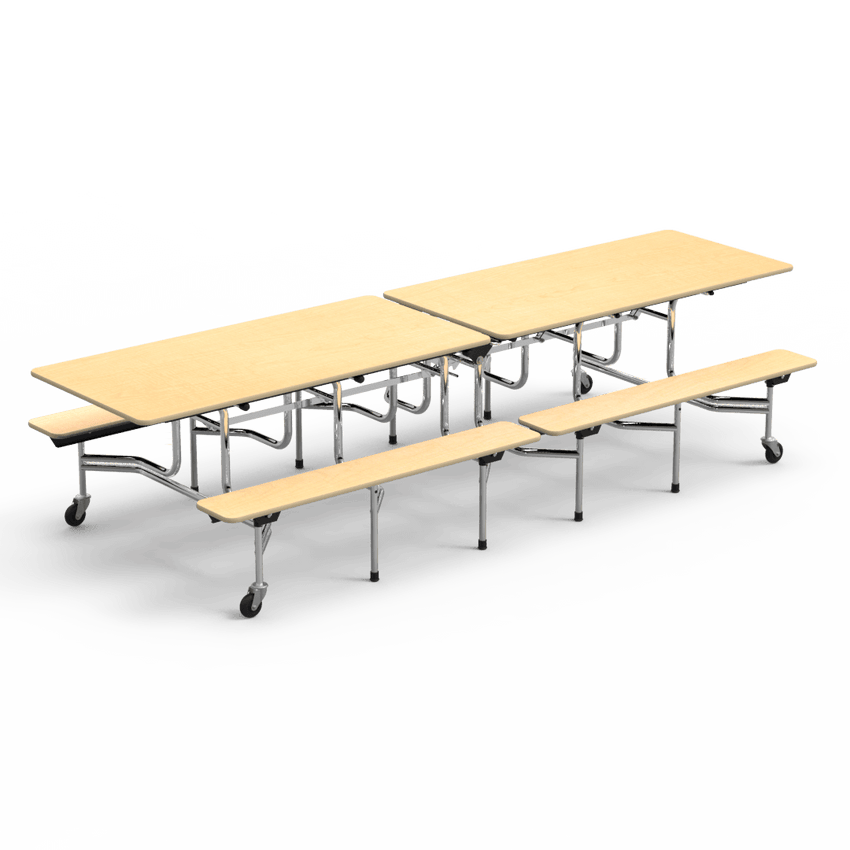 Virco MTB172910AEB - Mobile Bench Cafeteria Table - Sure Edge - 17"H x 10'L Bench, 29"H x 30"W x 120"L (Virco MTB172910AEB) - SchoolOutlet