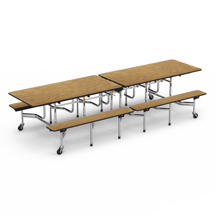Virco MTB172910AEB - Mobile Bench Cafeteria Table - Sure Edge - 17"H x 10'L Bench, 29"H x 30"W x 120"L (Virco MTB172910AEB) - SchoolOutlet