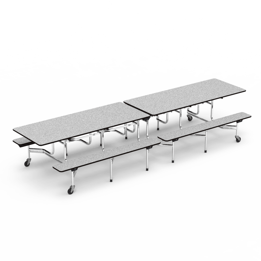 Virco MTB172912 - Mobile Bench Cafeteria Table - 29"H x30"W x 144"L - T-mold Edge - 17"H x 12'L Bench - SchoolOutlet