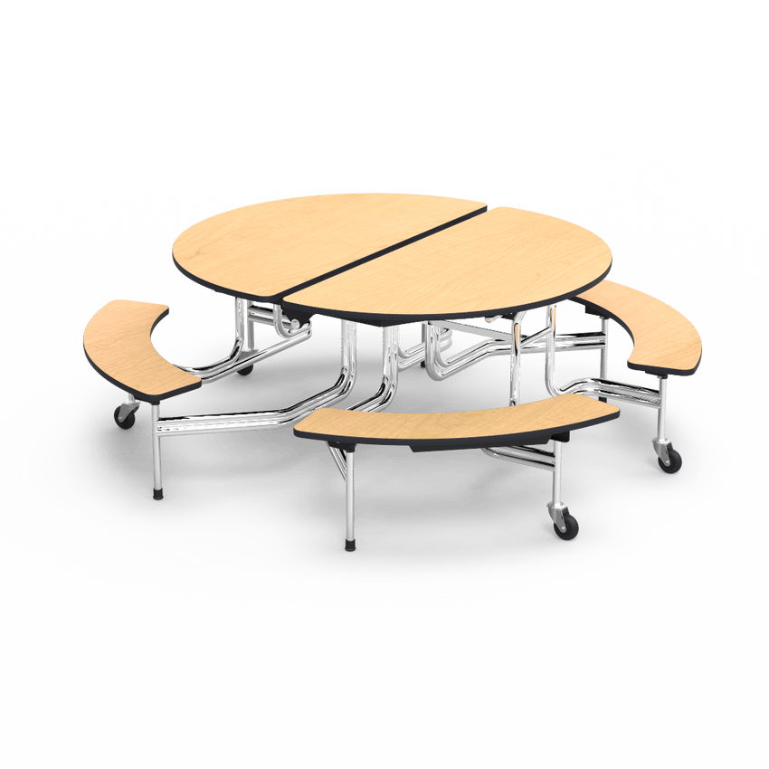 Virco MTBO17295 Oval Mobile Bench Table - T-mold Edge - 82"L x 77"W (Virco MTBO17295) - SchoolOutlet