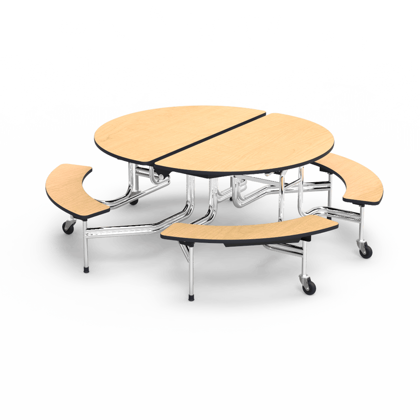 Virco MTBO17295AEB - Oval Mobile Bench Table - Sure Edge - 82"L x 77"W - SchoolOutlet